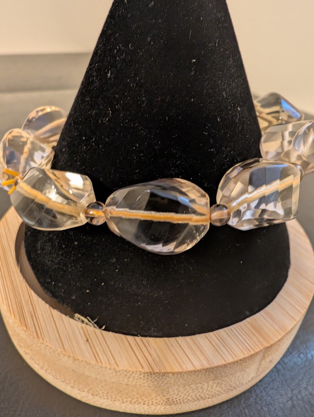 Clear Crystal Beaded Stretch Bracelet - Statement Jewelry - Picture 2 of 5